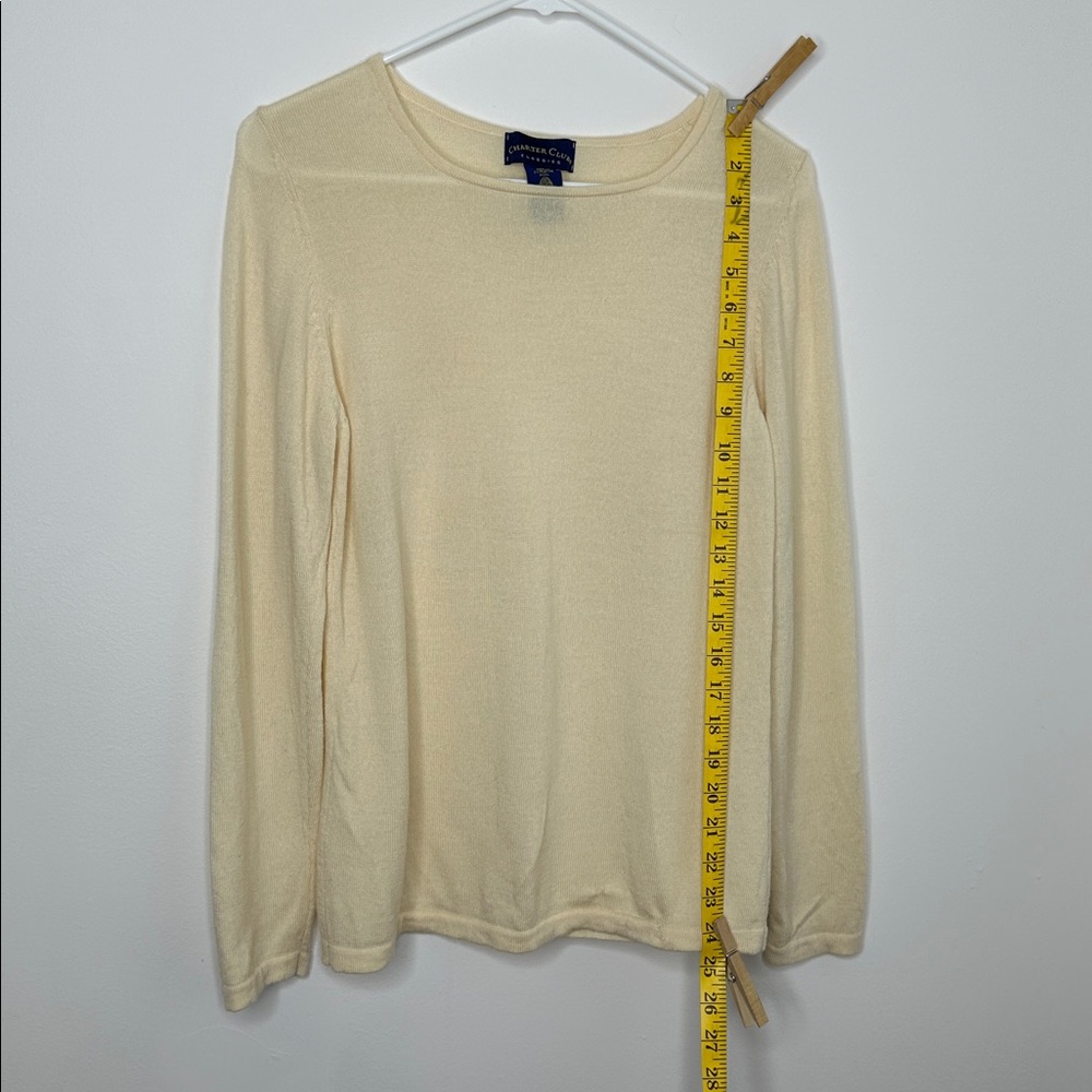 Charter Club Pure Wool Vintage Cream Crewneck Sweater Long Sleeve Top - Picture 4 of 7